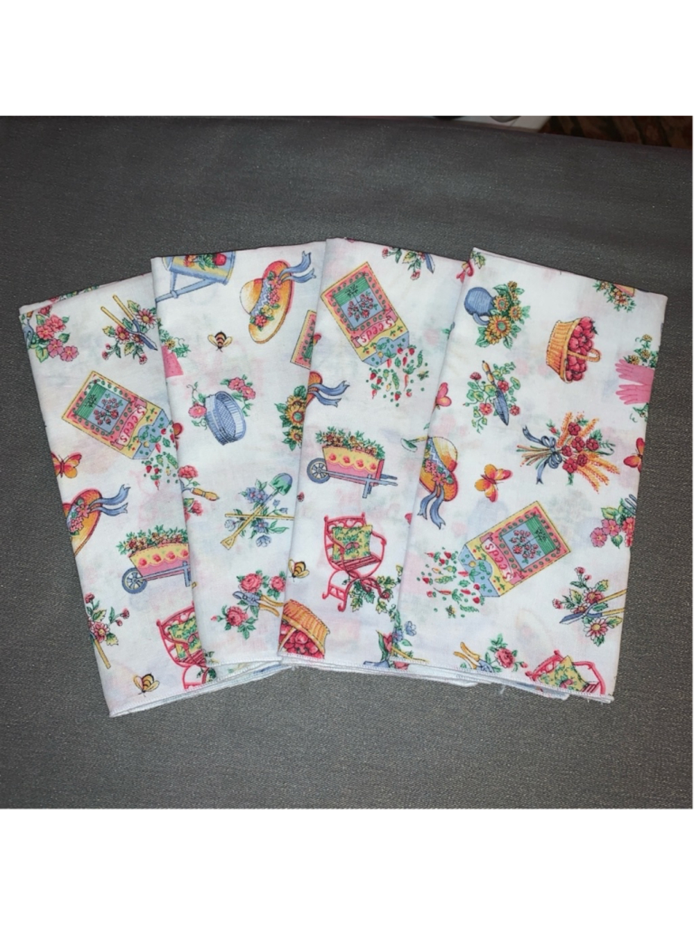 Colorful Floral Garden Napkins Set 4, 16x16, Cotton Blend
